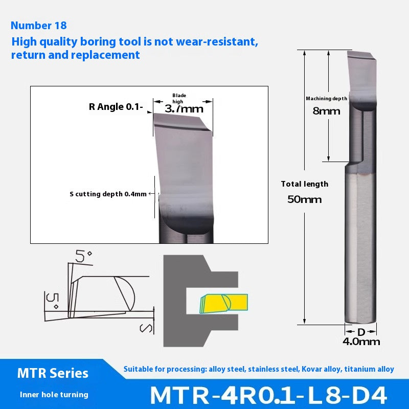 1123-Tungsten steel small hole boring cutter MTR centering machine stainless steel special small diameter boring cutter integral tungsten carbide internal hole boring cutter Shandong Denso Pricision Tools Co.,Ltd.